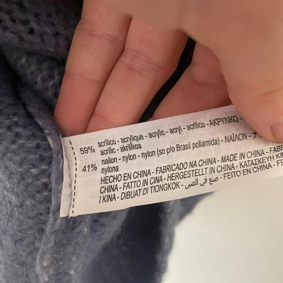 Zara Oversized Knit Turtleneck Sweater Jumper Dusty Blue Size Medium - Picture 8 of 8